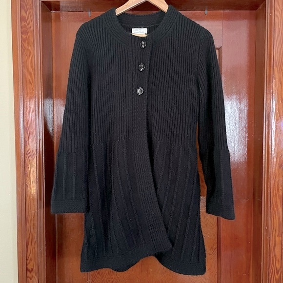 FDJ French Dressing Black Knit Long sweater, 3 buttons, see note ! - Picture 1 of 8